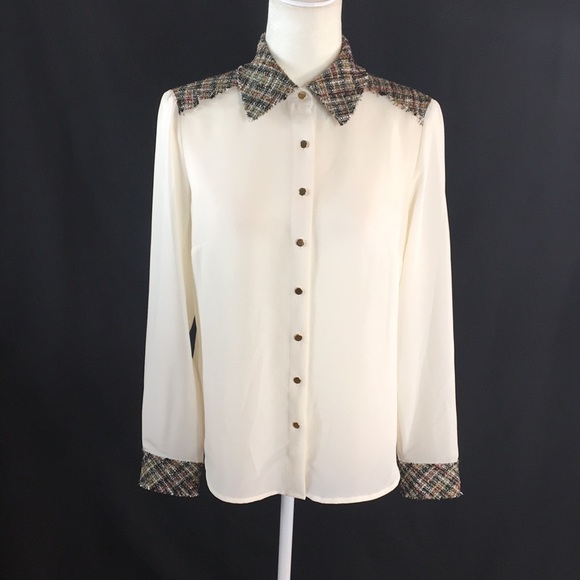Cream/tweed Antonio Melani blouse - Picture 2 of 6
